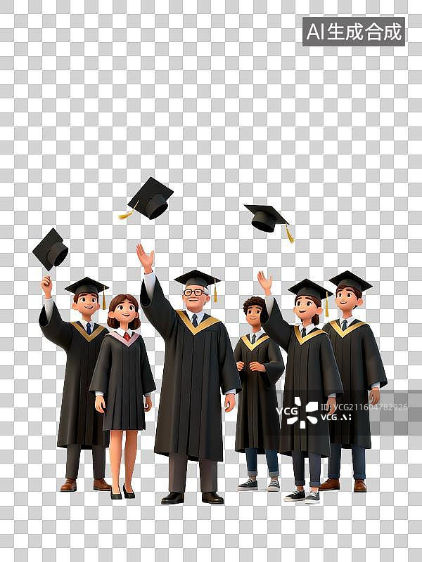 【AI数字艺术】毕业季合影博士服图片素材
