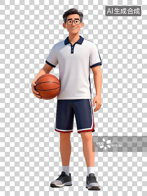 【AI数字艺术】抱着篮球的体育老师肖像图片素材