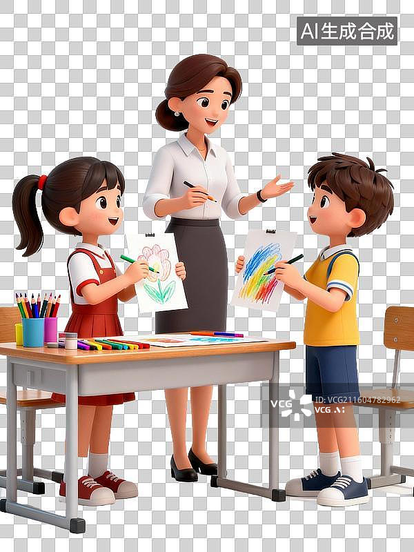 【AI数字艺术】美术课老师教学场景图片素材