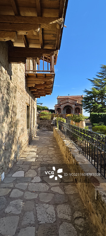 希腊天空之城～梅黛奥拉-圣斯蒂芬修道院，海拔528米，为女修道院，历史可追溯到12世纪图片素材