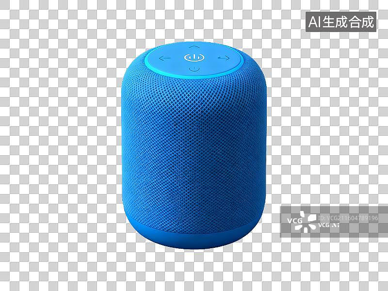 【AI数字艺术】新科技主题 便携式蓝牙音箱 蓝色圆柱形智能音箱图片素材