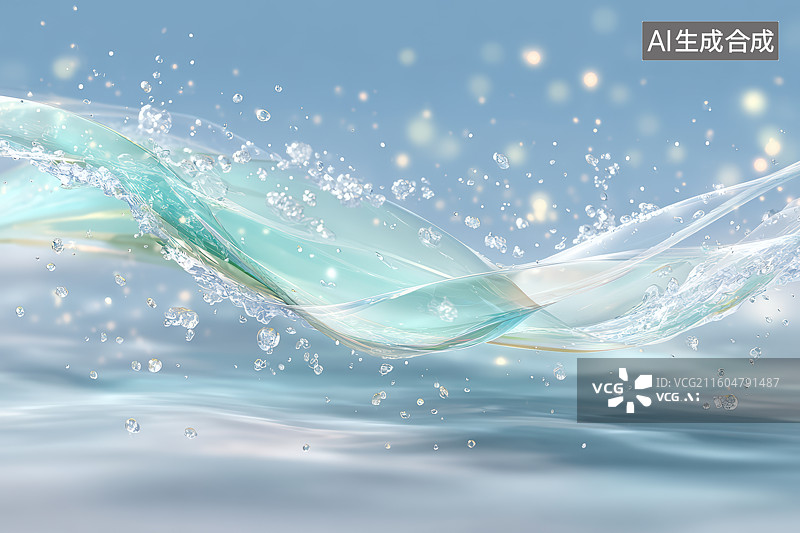 【AI数字艺术】水浪科技感材质展示概念创意设计图片素材