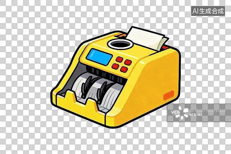 【AI数字艺术】卡通风格，一台点钞机PNG格式的免扣元素图片素材
