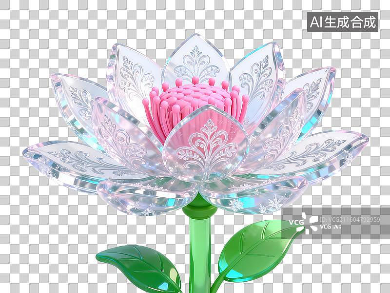 【AI数字艺术】3D 冰雪节冰晶花朵免抠设计素材图片素材