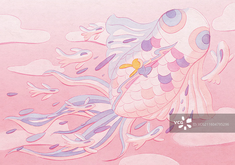 骑着金鱼风筝飞到天上去图片素材