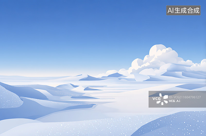 【AI数字艺术】雪原上的宁静冬日景象图片素材