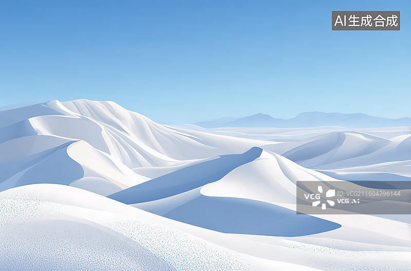 【AI数字艺术】雪原上的连绵沙丘图片素材