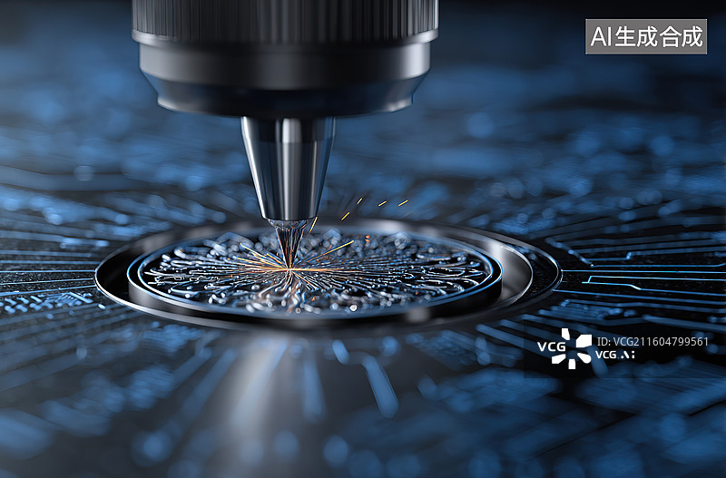 【AI数字艺术】精密钻头加工电路板图片素材