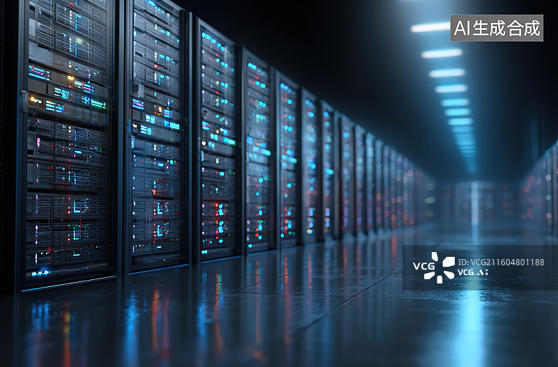 【AI数字艺术】数据中心服务器机房图片素材