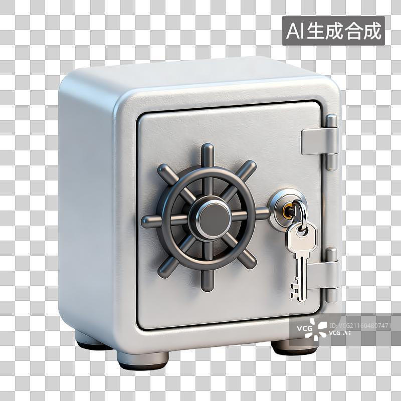 【AI数字艺术】小型金属保险箱带钥匙图片素材