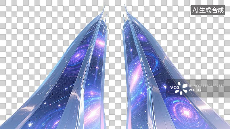 【AI数字艺术】星河幻梦双子塔图片素材