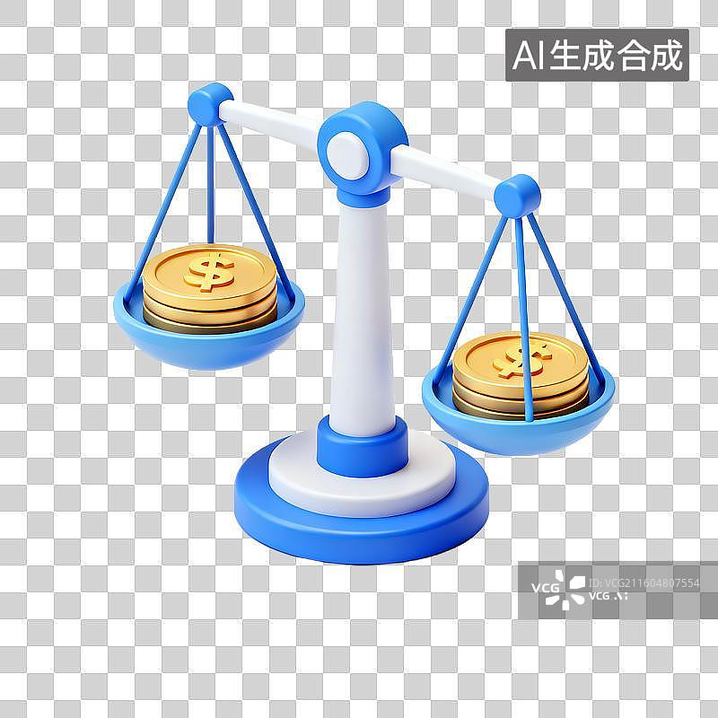 【AI数字艺术】展示金钱平衡的天平模型图片素材