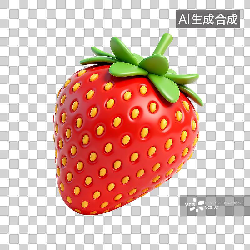 【AI数字艺术】立体渲染鲜艳草莓果实图图片素材