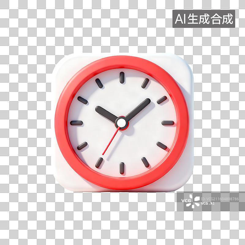 【AI数字艺术】方形红色边框时钟图片素材