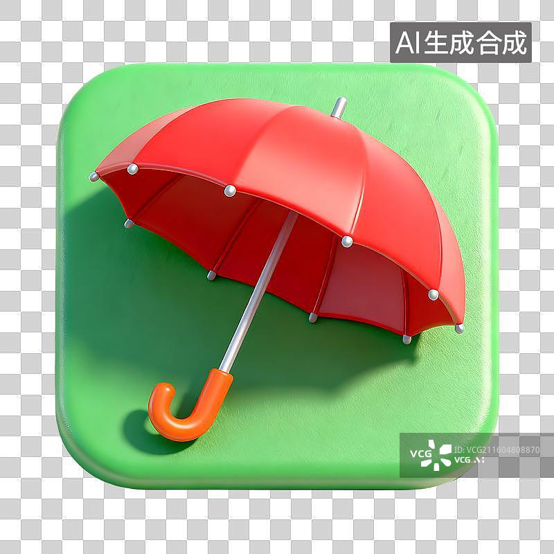 【AI数字艺术】绿色背景上的红色雨伞图片素材