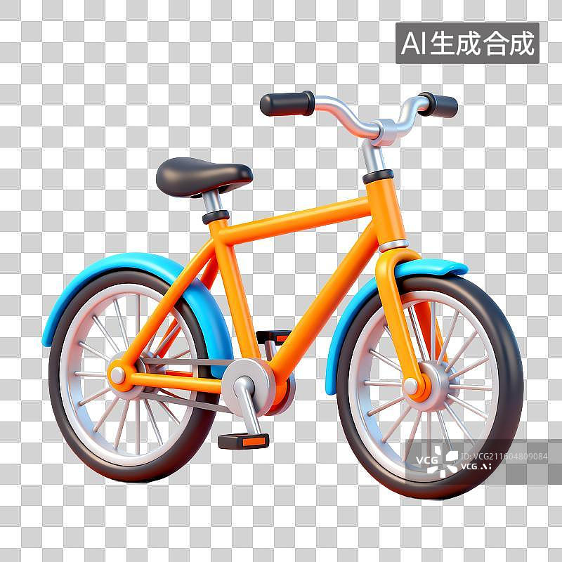 【AI数字艺术】鲜艳橙色儿童自行车图片素材