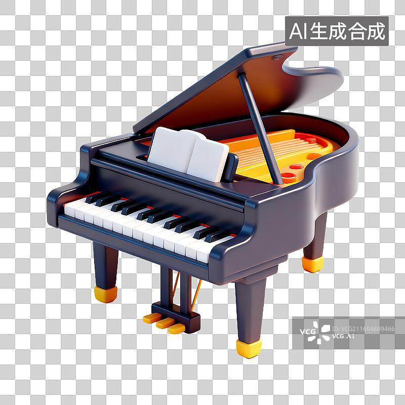 【AI数字艺术】可爱彩色的三角钢琴图片素材
