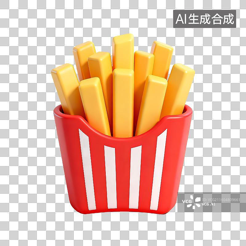 【AI数字艺术】红色容器中的美味薯条图片素材