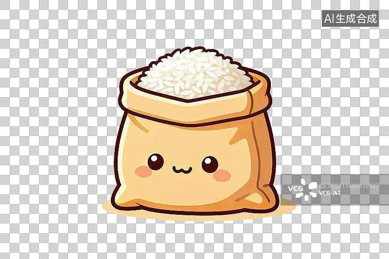 【AI数字艺术】卡通风格，一袋大米PNG格式的免扣元素图片素材