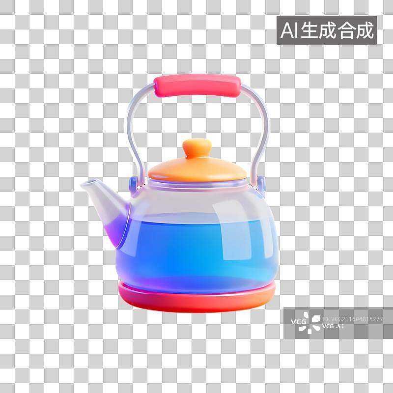 【AI数字艺术】彩色透明电水壶图片素材