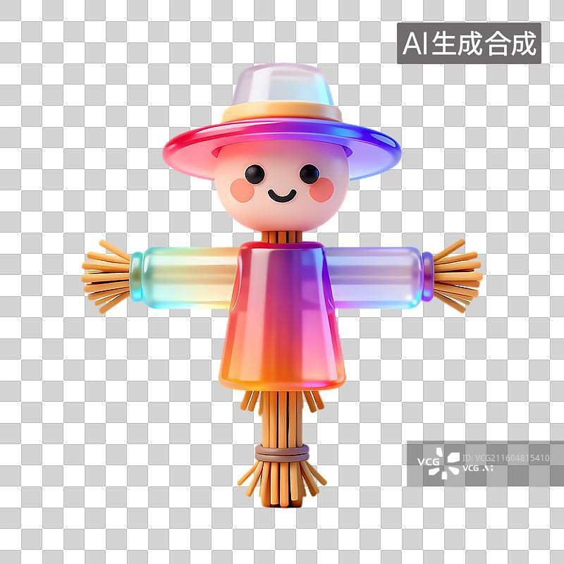 【AI数字艺术】色彩鲜艳可爱的稻草人形象图片素材