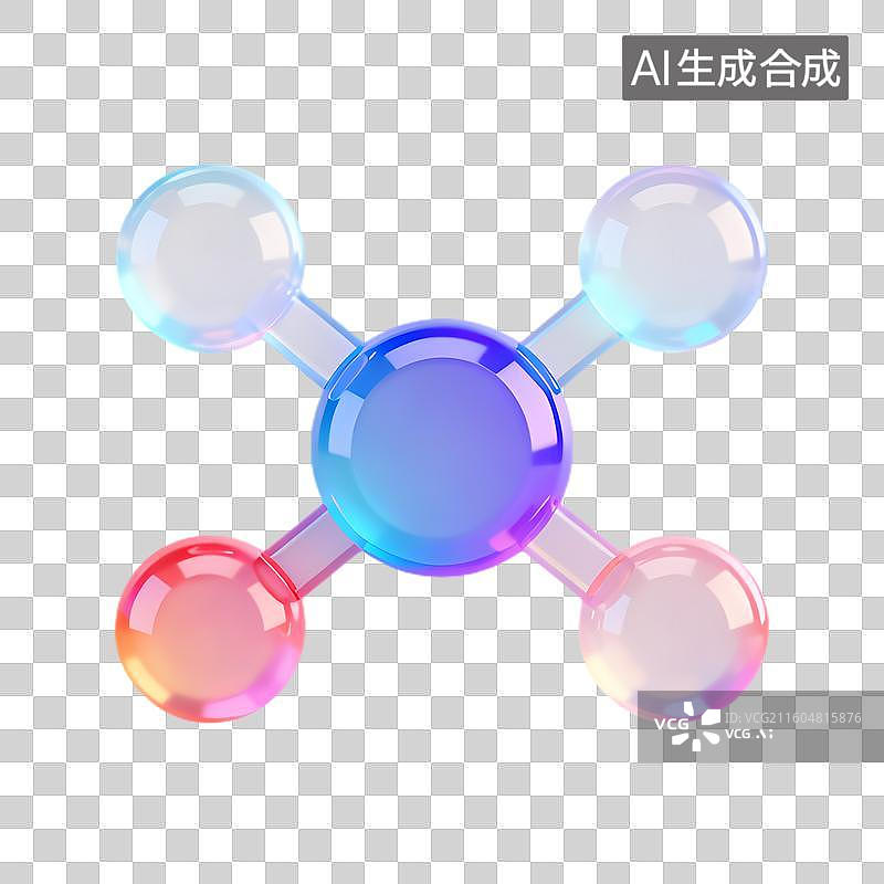【AI数字艺术】多彩的分子结构示意图图片素材