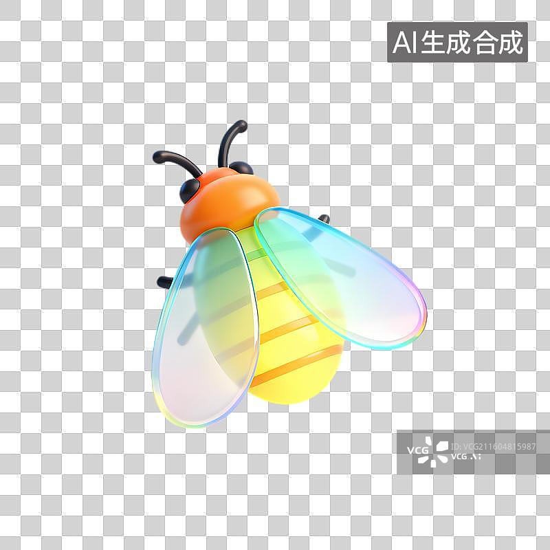 【AI数字艺术】色彩鲜艳的3D卡通蜜蜂图片素材