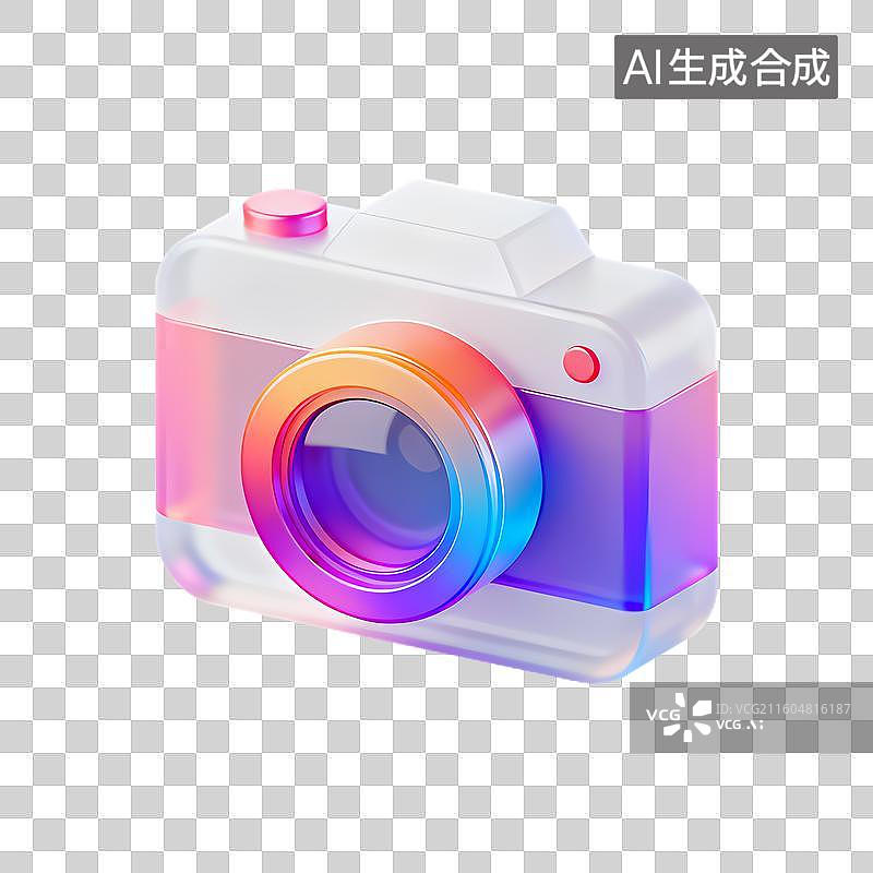 【AI数字艺术】彩色渐变设计的相机图标图片素材