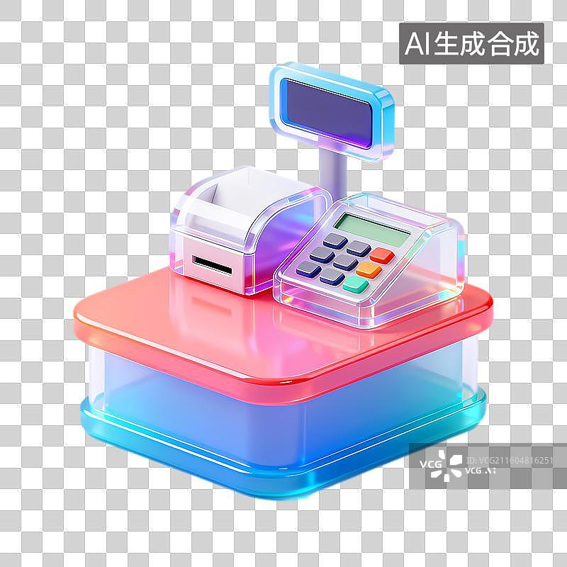 【AI数字艺术】彩色现代电子收银机图片素材