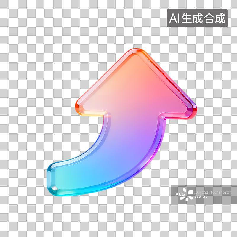 【AI数字艺术】彩色渐变弯曲向上箭头图片素材