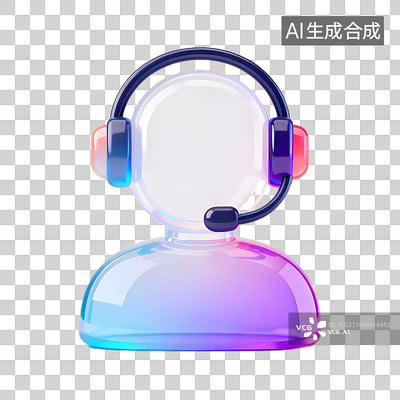 【AI数字艺术】头戴耳机的客服代表3D图示图片素材