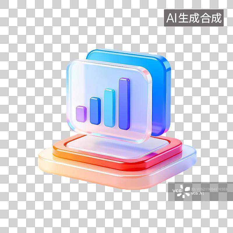 【AI数字艺术】现代三维柱状图数据分析图标图片素材