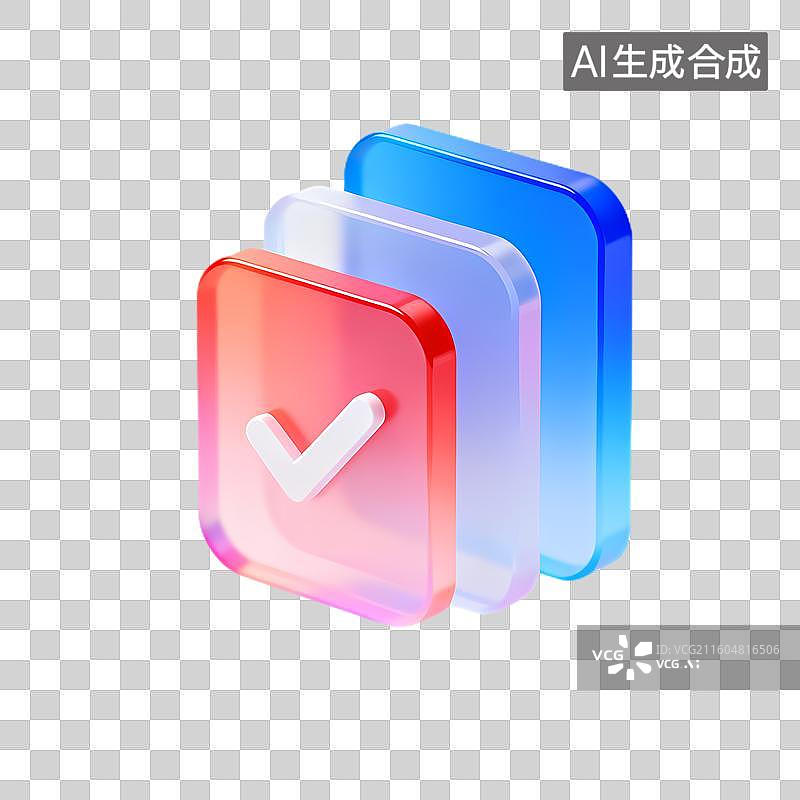 【AI数字艺术】三个彩色勾选图标图片素材