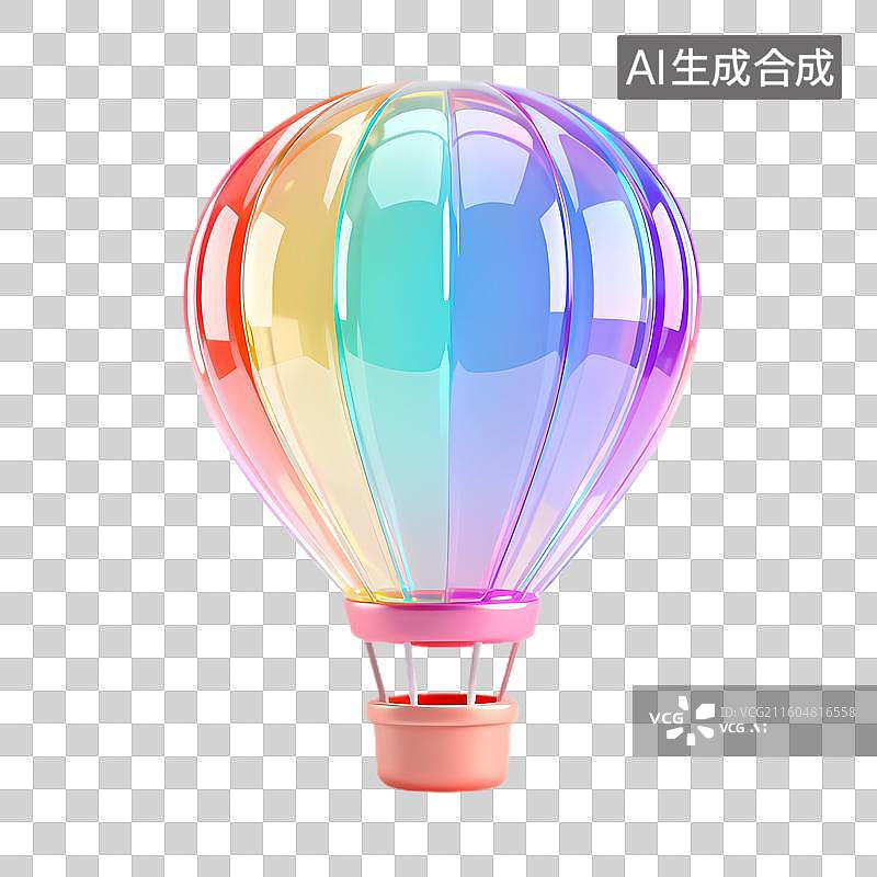 【AI数字艺术】色彩斑斓的彩虹热气球图片素材