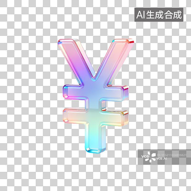 【AI数字艺术】彩色渐变3D日元符号图片素材