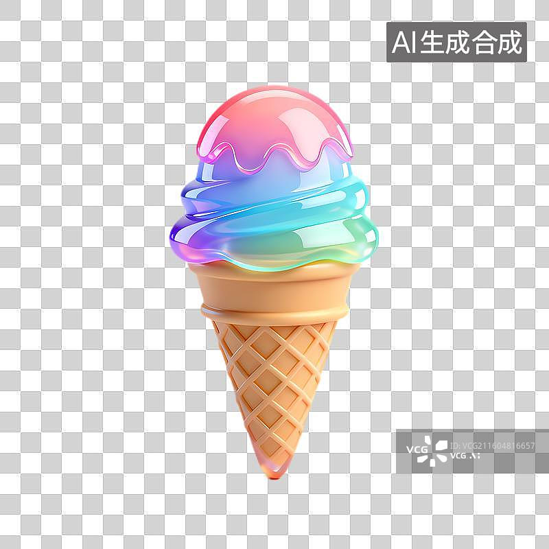 【AI数字艺术】色彩斑斓的甜筒冰淇淋图片素材