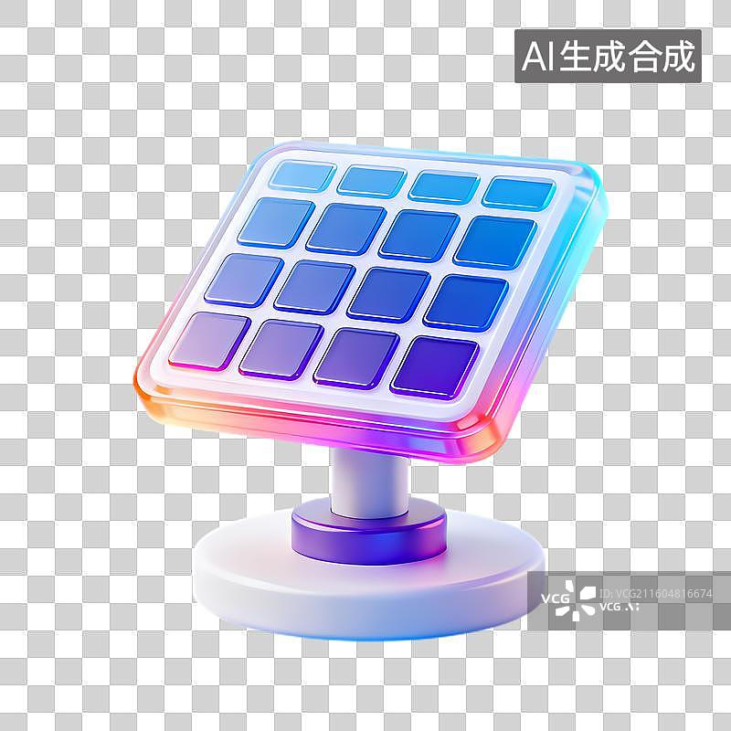 【AI数字艺术】彩色太阳能板展示可再生能源图片素材