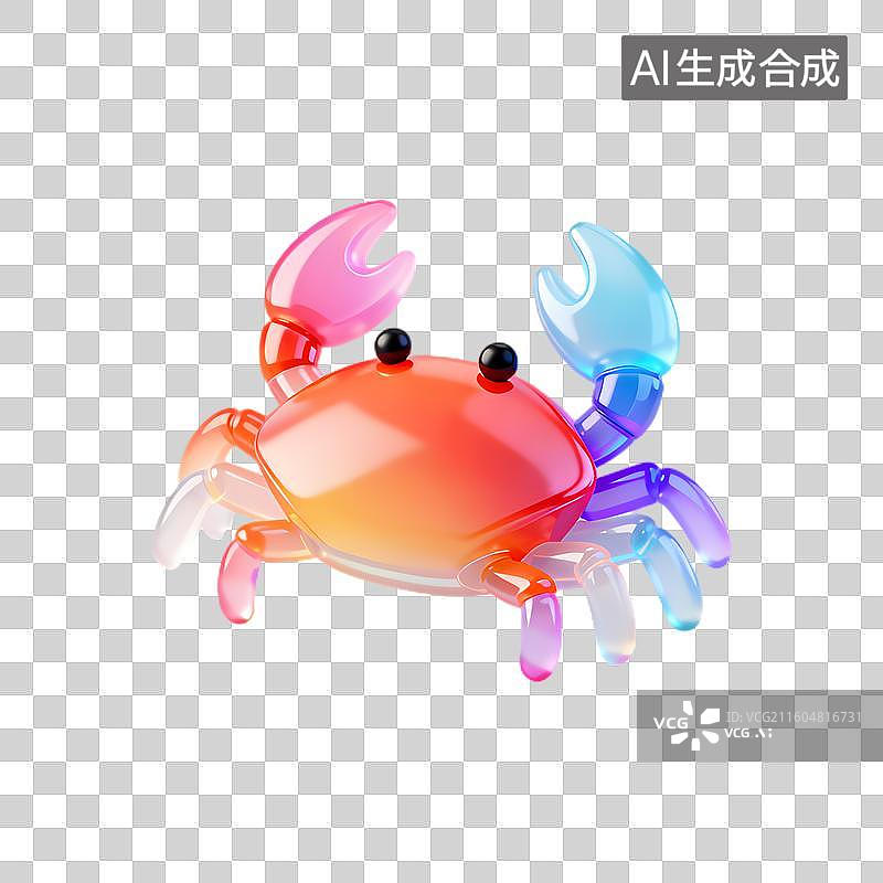 【AI数字艺术】色彩鲜艳的3D卡通螃蟹图片素材