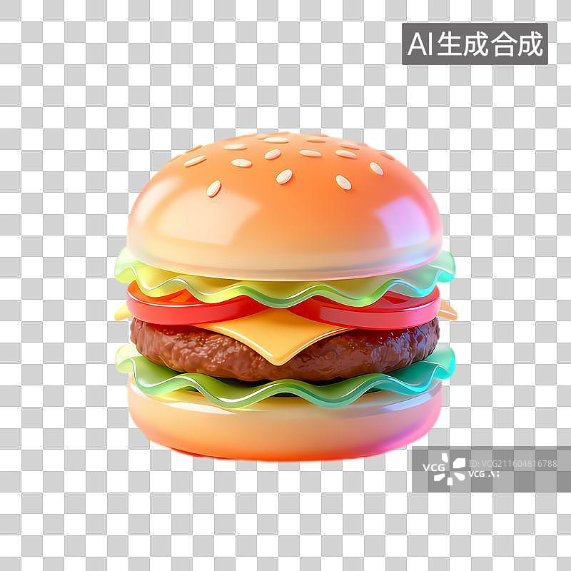 【AI数字艺术】色彩鲜艳的美味汉堡包图片素材
