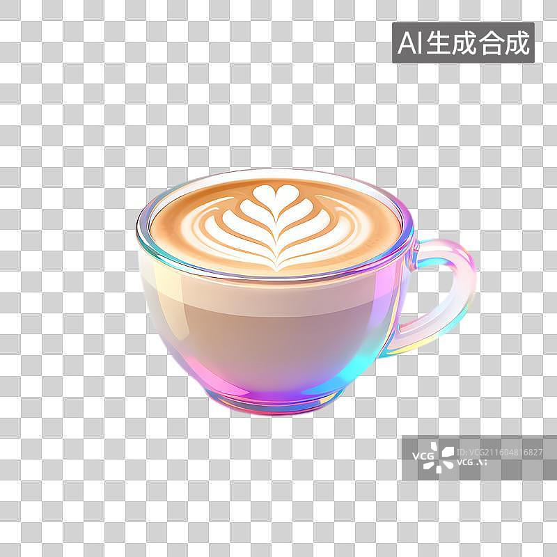 【AI数字艺术】彩色玻璃杯中精致拿铁图片素材