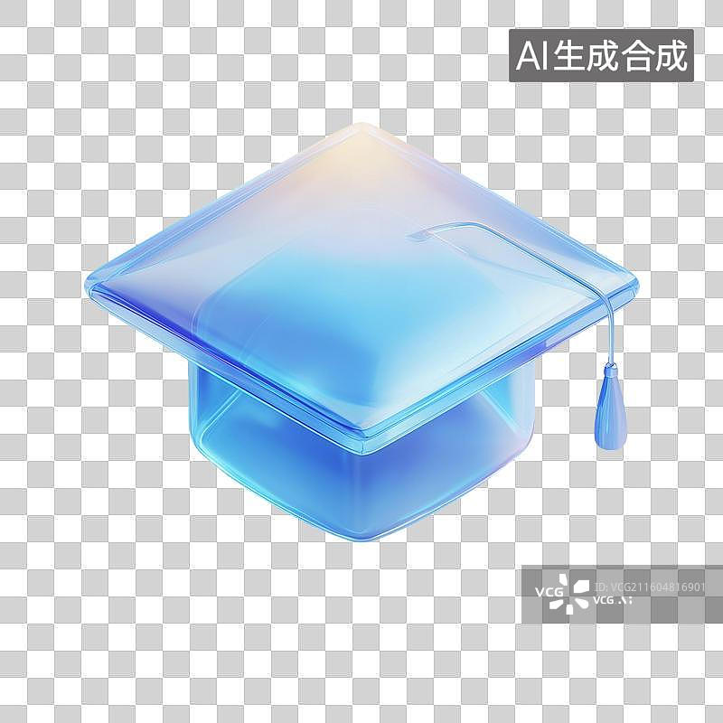 【AI数字艺术】渐变毕业帽3D图标图片素材