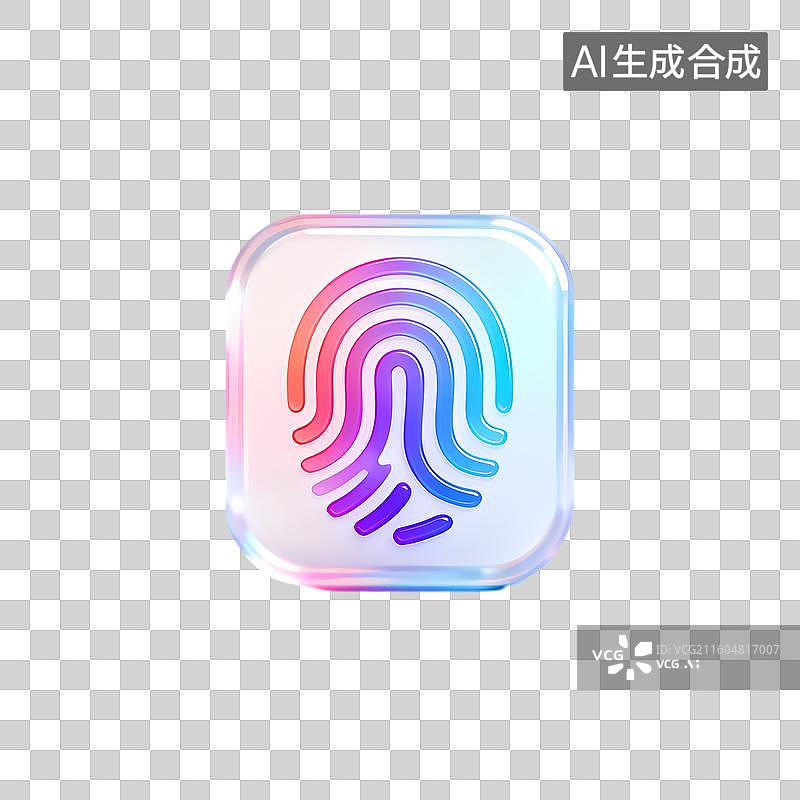 【AI数字艺术】彩色指纹生物识别图标图片素材