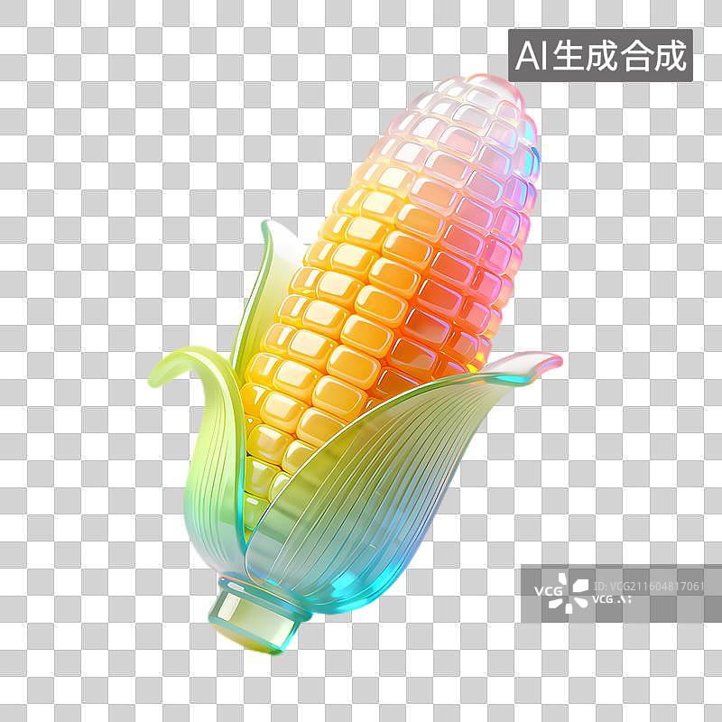 【AI数字艺术】色彩斑斓的玻璃质感玉米图片素材