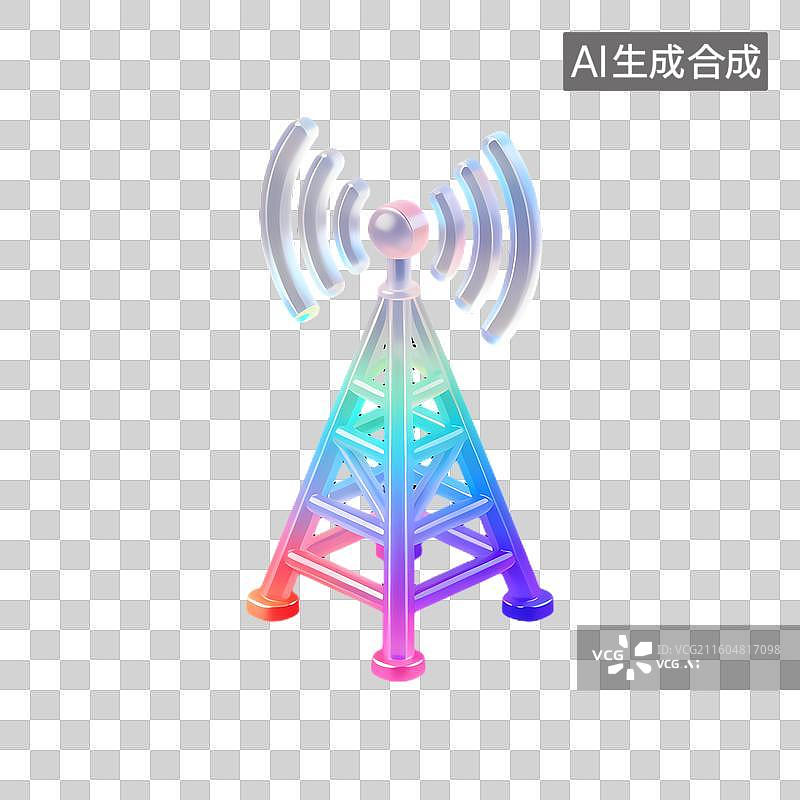 【AI数字艺术】多彩的无线通信塔图片素材