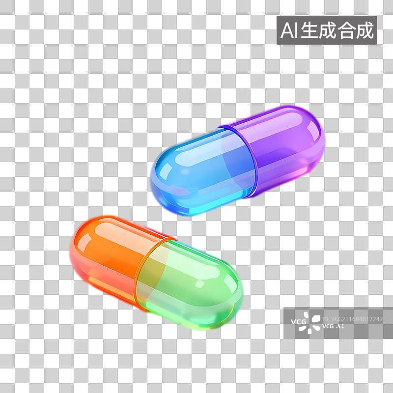 【AI数字艺术】彩色医疗胶囊展示图片素材