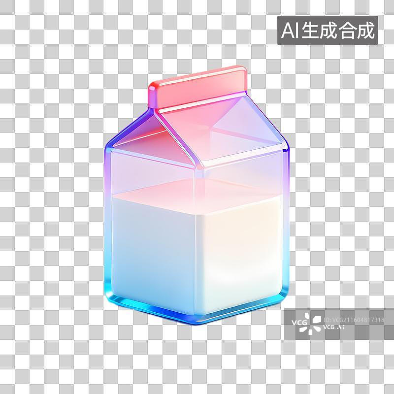 【AI数字艺术】彩色渐变牛奶盒插画图片素材