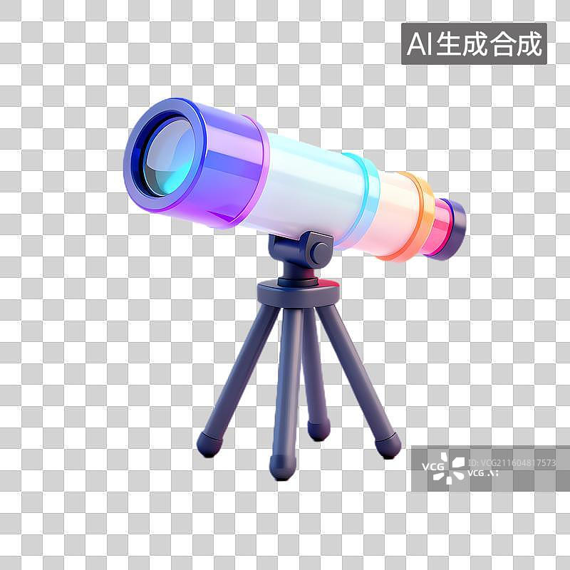 【AI数字艺术】三脚架上的彩色望远镜图片素材