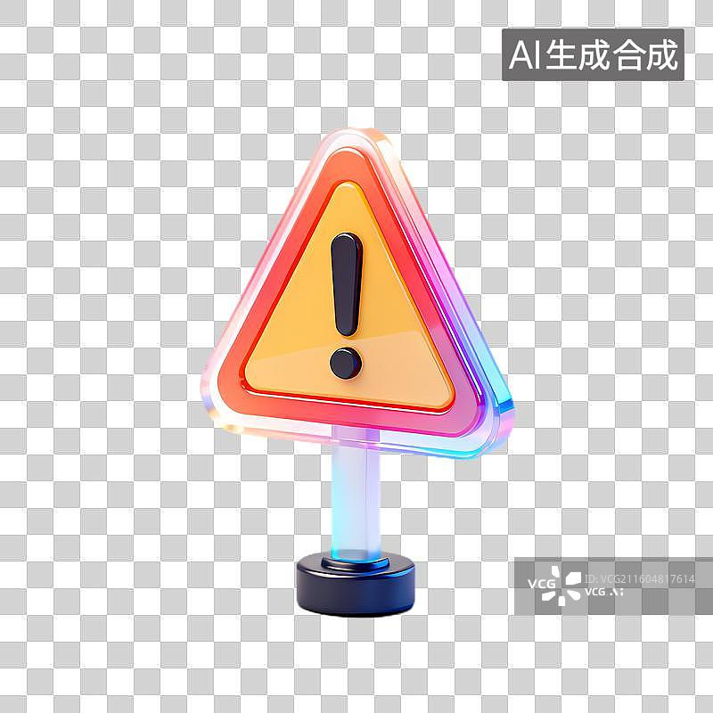 【AI数字艺术】彩色三角警示标识图片素材