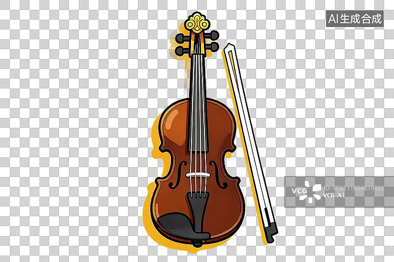 【AI数字艺术】卡通风格，一把小提琴乐器PNG格式的免扣元素图片素材