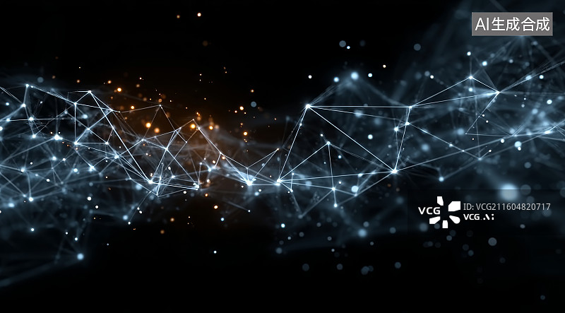 【AI数字艺术】光影粒子网络数据背景图图片素材